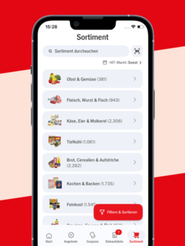Smartphone mit Screen Sortimentssuche Smartphone mit Screen Sortimentssuche