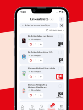 Smartphone mit Screen Einkaufsliste Smartphone mit Screen Einkaufsliste